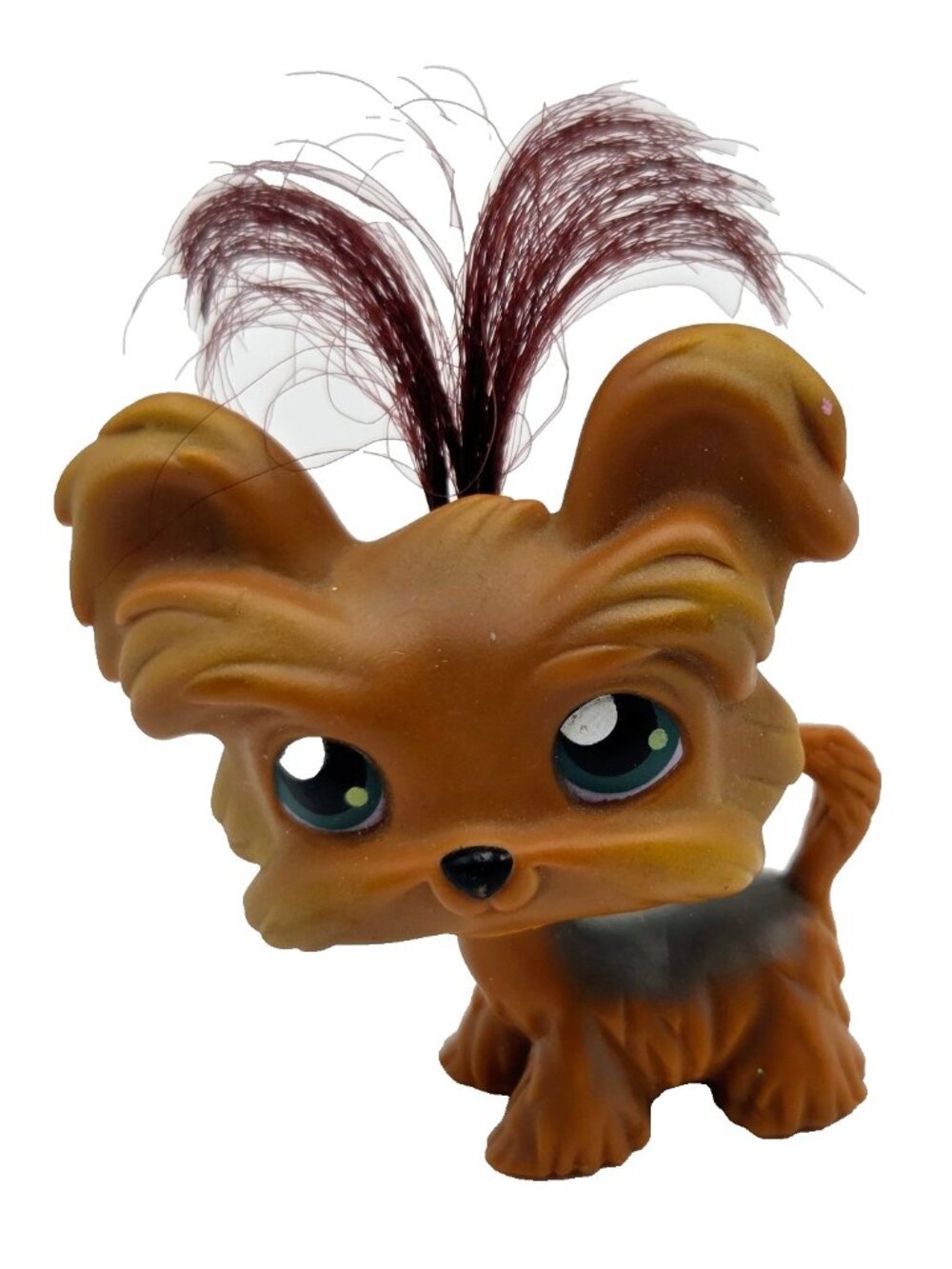 Littlest Pet Shop #6 Yorkie Shihtzu Puppy Dog Hair 2004 LPS Toy Hasbro Read